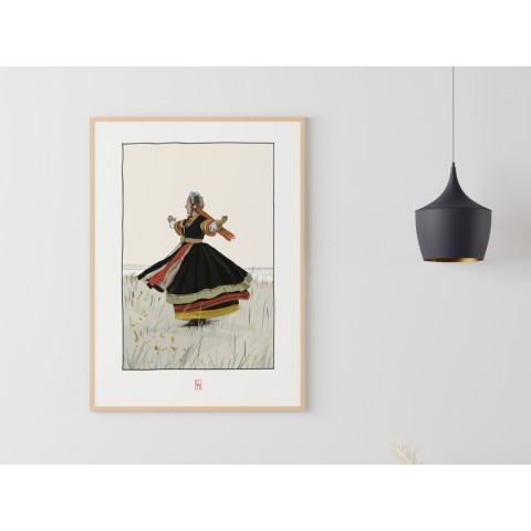 Illustration d'une danseuse bigoudène, d'après une photo de Louise Garin 2