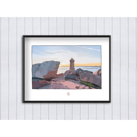Illustration du Phare de Mean Ruz, Ploumanach, Perros-Guirrec. Copyright Gwendal Hasson 2
