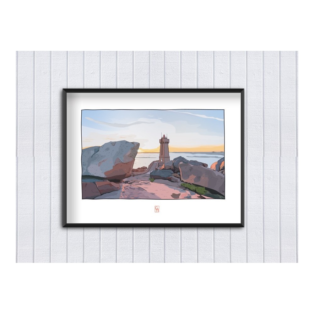 Illustration du Phare de Mean Ruz, Ploumanach, Perros-Guirrec. Copyright Gwendal Hasson