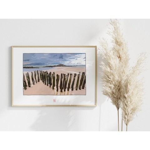 Illustration des brises lames et du fort National de Saint-Malo. Copyright Gwendal Hasson 2