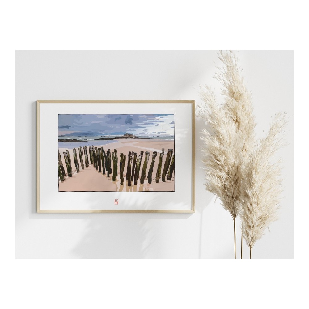 Illustration des brises lames et du fort National de Saint-Malo. Copyright Gwendal Hasson