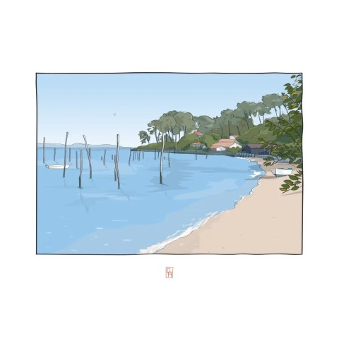 Illustration de la plage de la pointe aux chevaux, Cap-Ferret