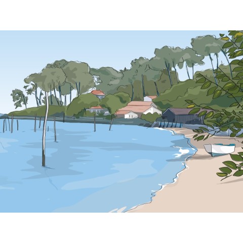 Illustration de la plage de la pointe aux chevaux, Cap-Ferret 2