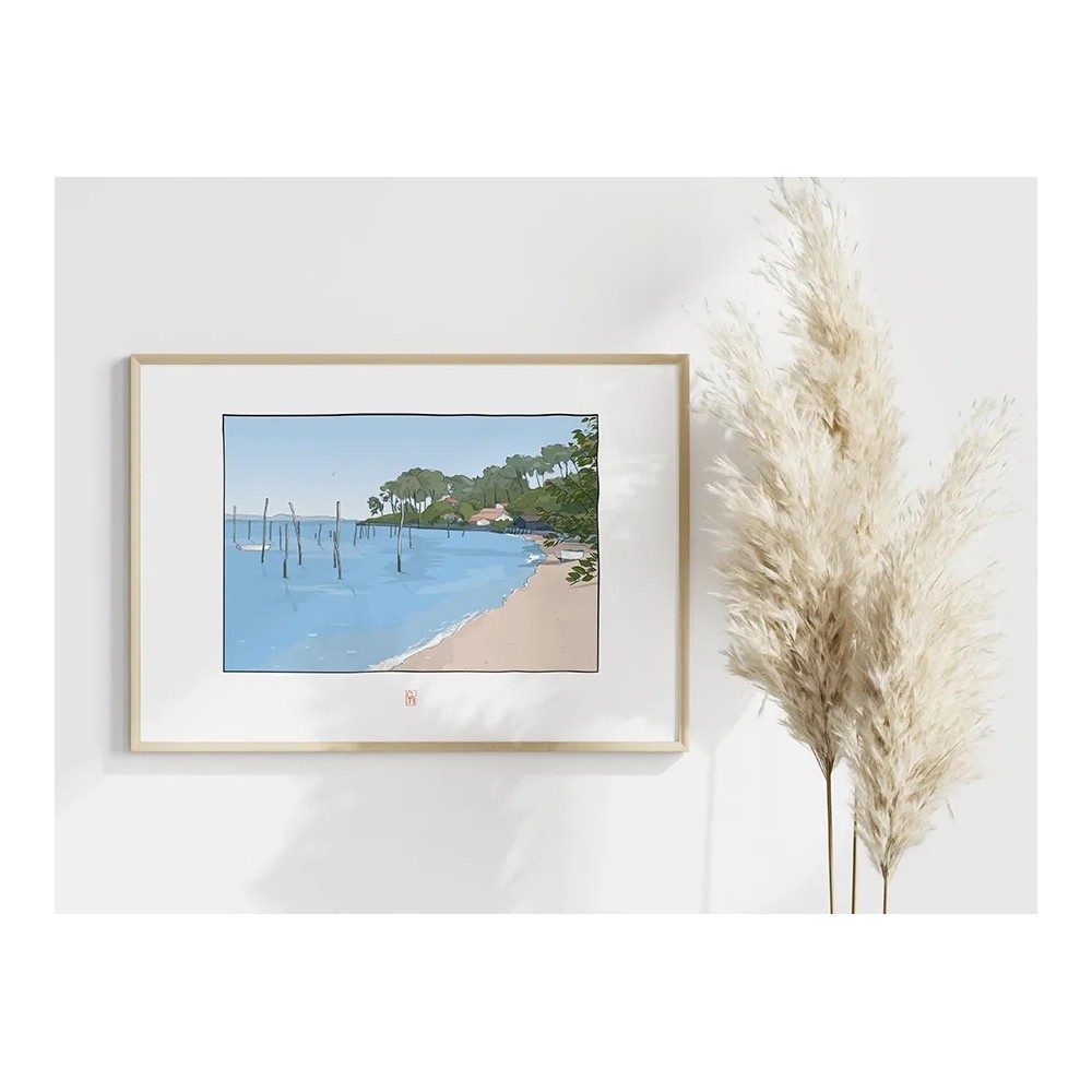 mise en ambiance Illustration de la plage de la pointe aux chevaux, Cap-Ferret
