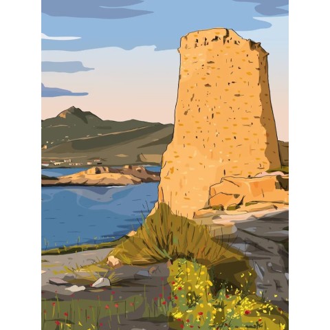 Le dessin de l'Île-Rousse et de la Tour de la Pietra 2