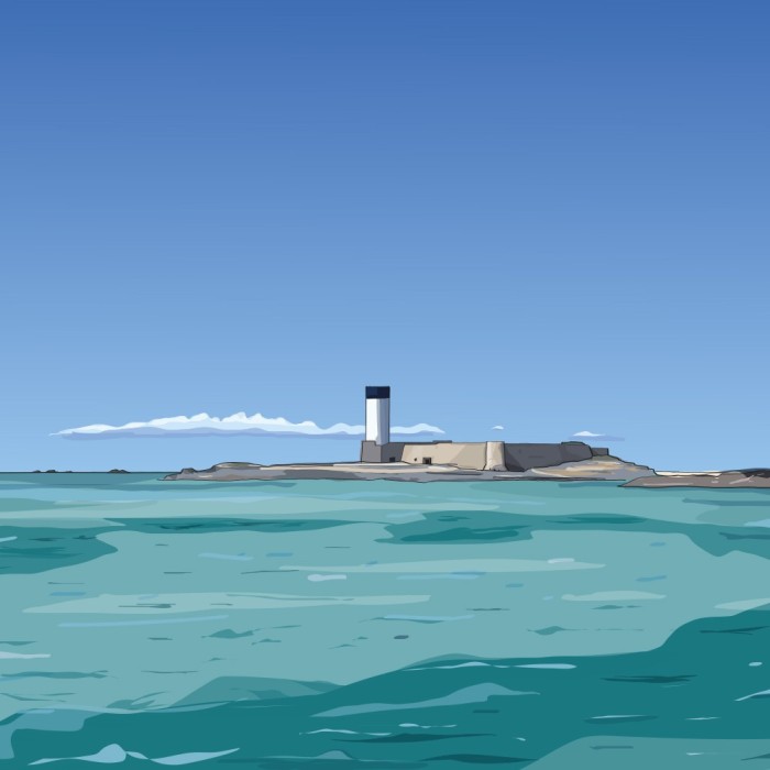 Zoom sur l'illustration du Fort Cigogne, Archipel des Glénan