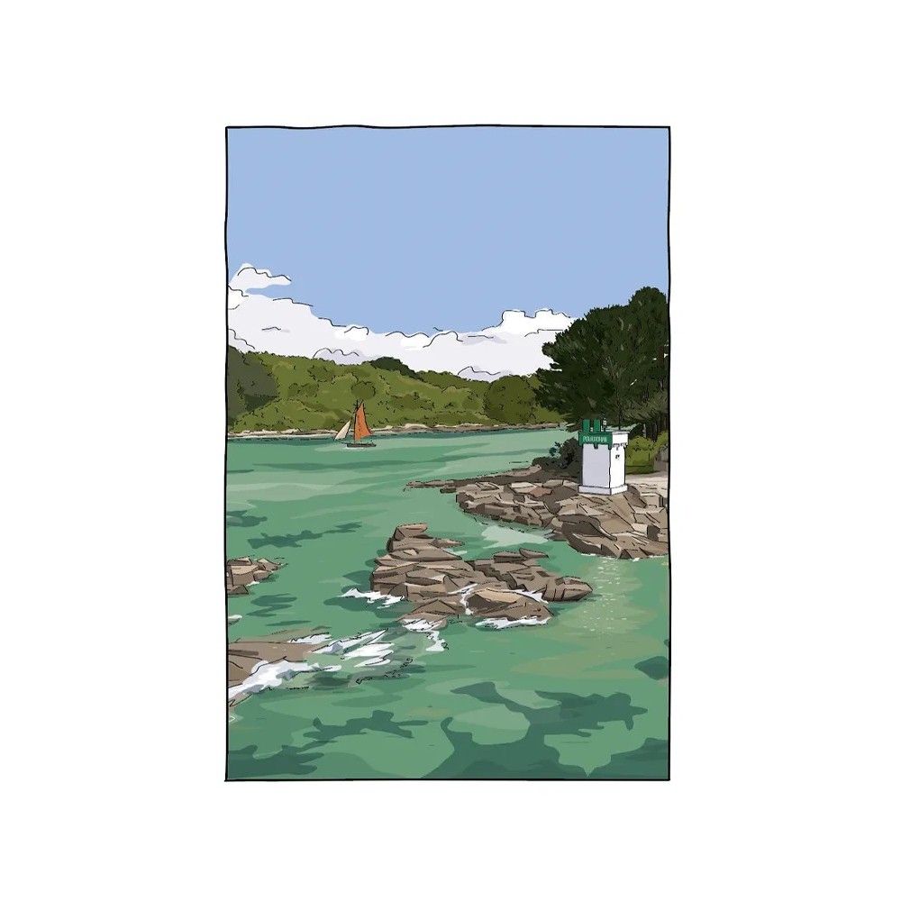 Dessin de la ria du Minaouët, Finistère-Sud