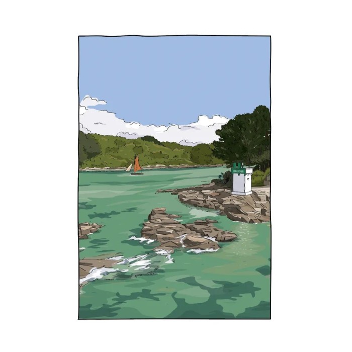 Dessin de la ria du Minaouët, Finistère-Sud