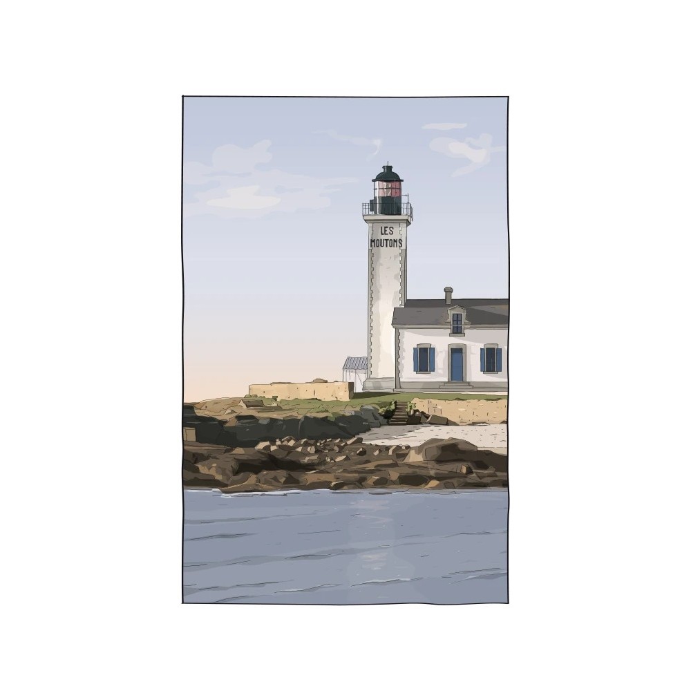 Dessin de L'île aux moutons, baie de Concarneau