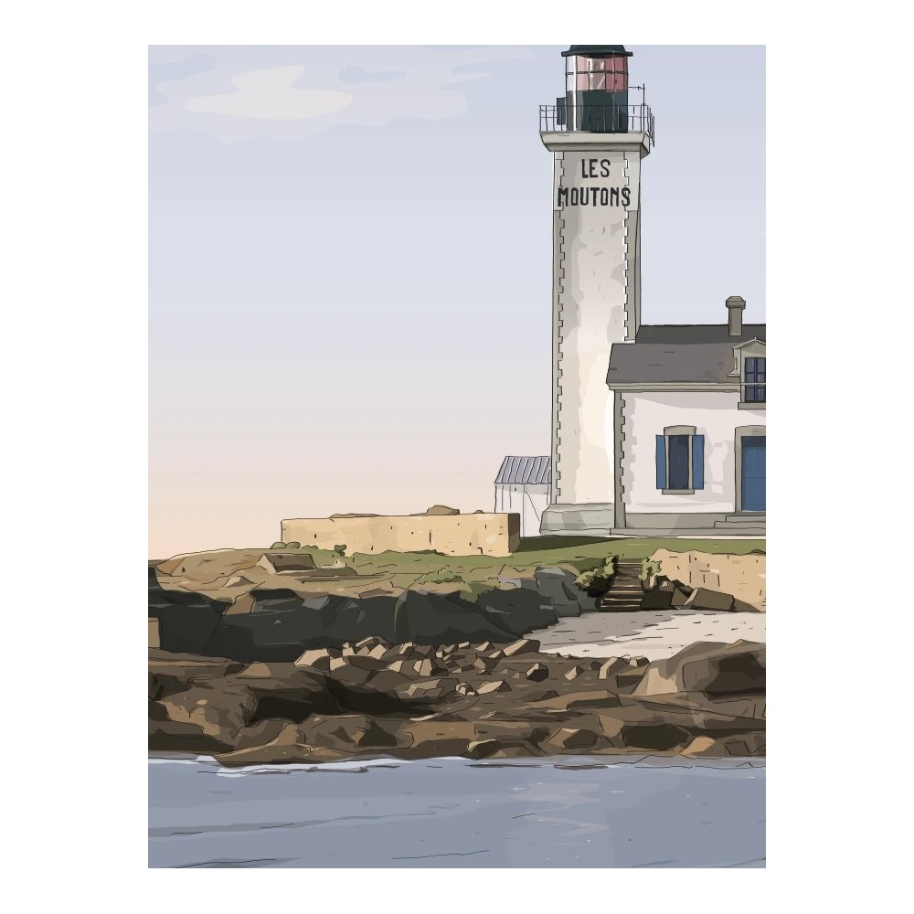 zoom sur l'illustration de l'île aux Moutons, archipel des Glénan