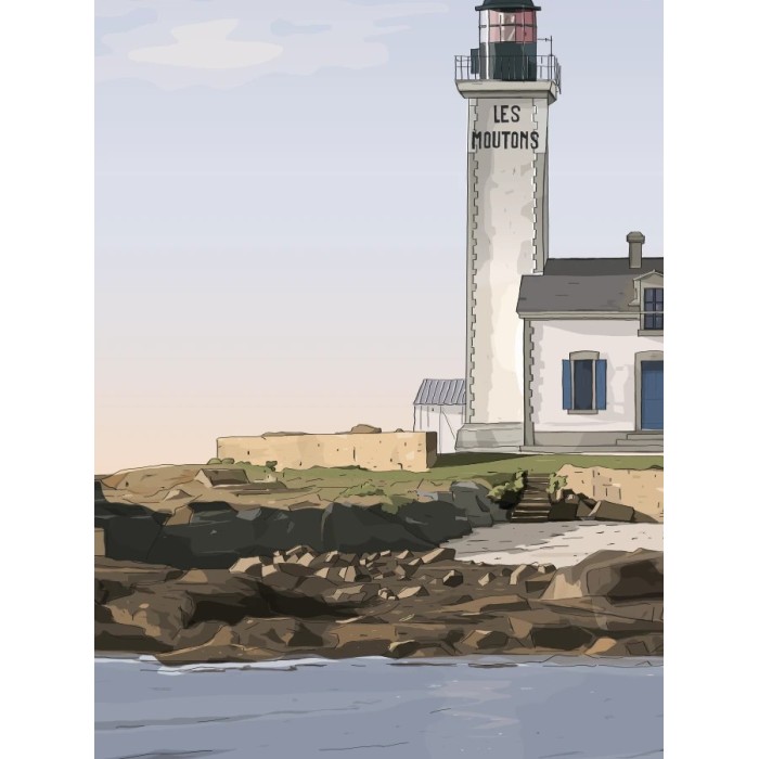 zoom sur l'illustration de l'île aux Moutons, archipel des Glénan