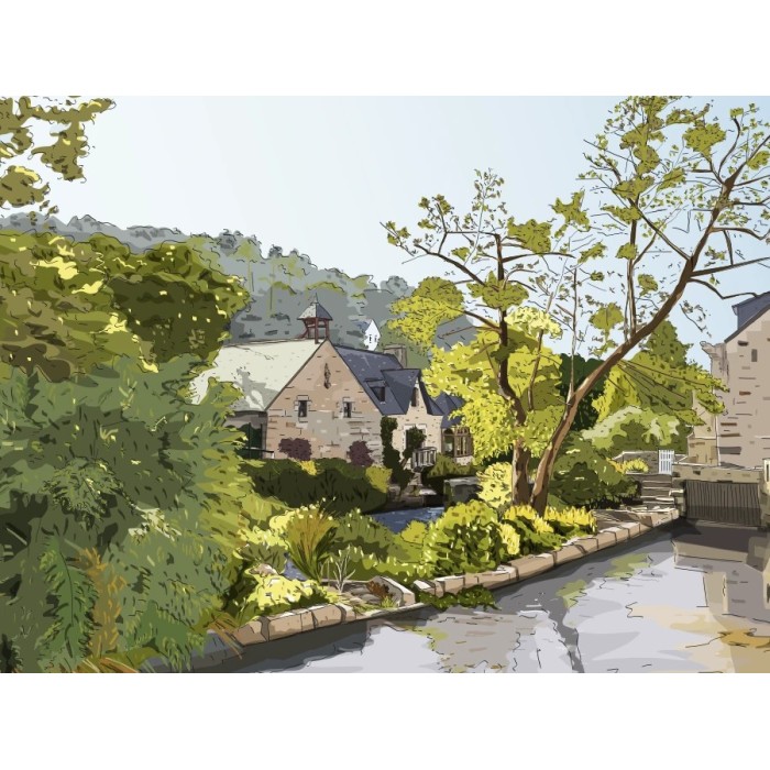 Dessin du Moulin de Rosmadec à Pont-Aven, la cité des peintres