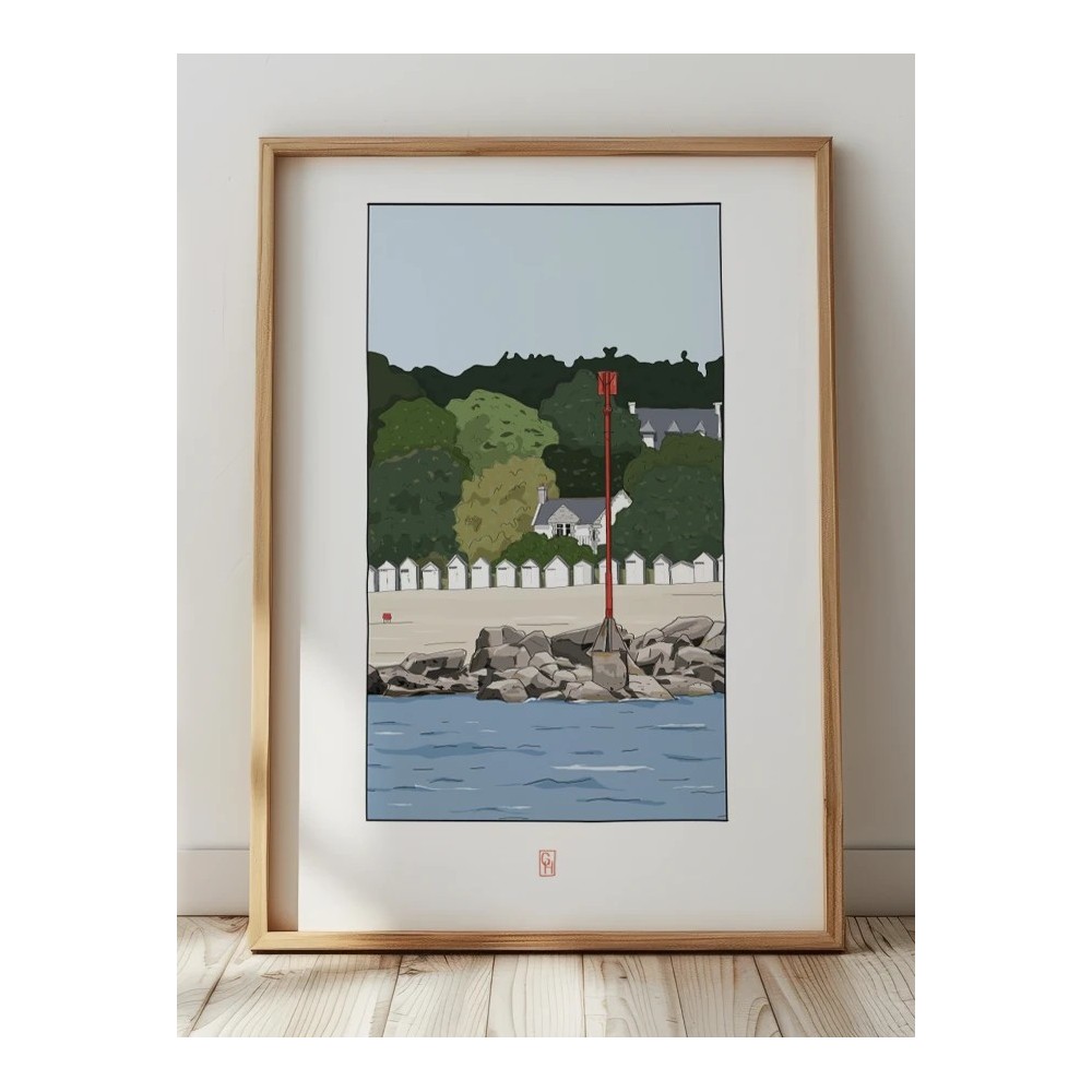 Illustration de la plage et des cabines de Port-Manech