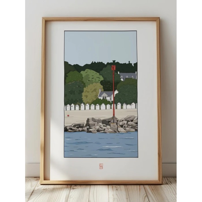 Illustration de la plage et des cabines de Port-Manech