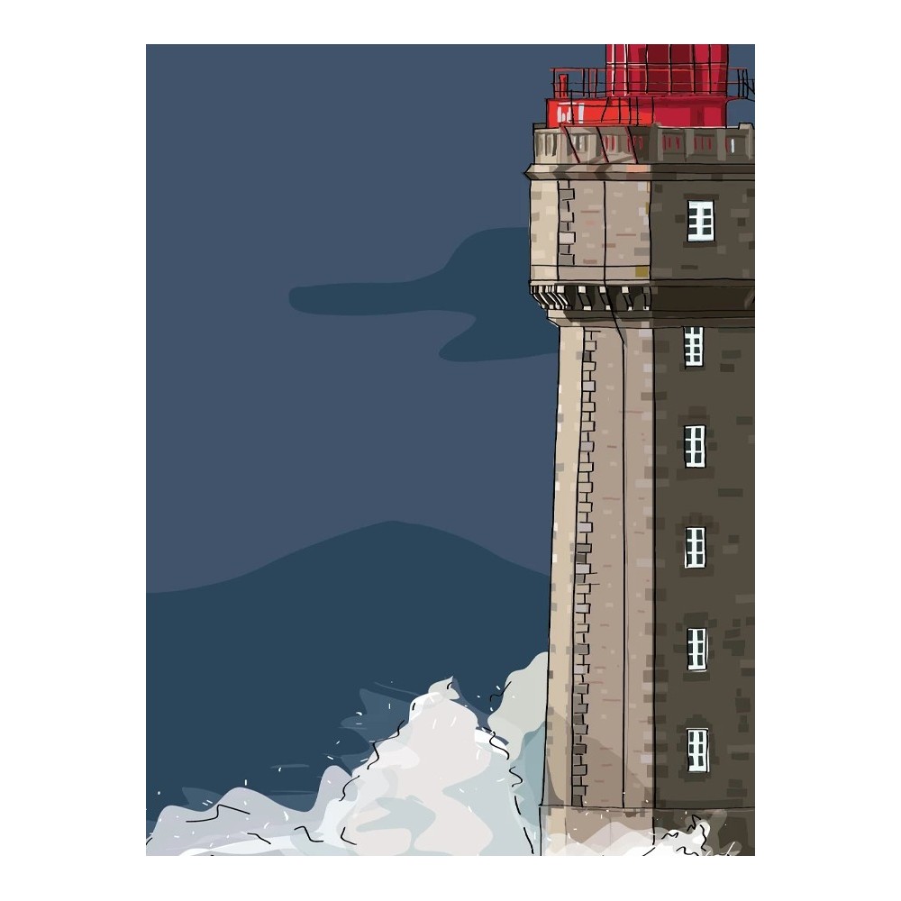 détail du dessin du Phare de La Jument en Bretagne