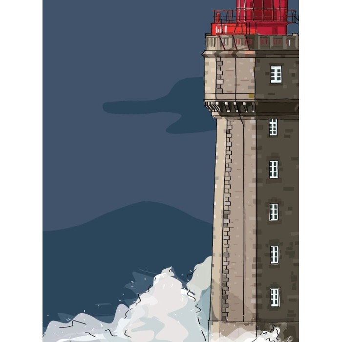 détail du dessin du Phare de La Jument en Bretagne
