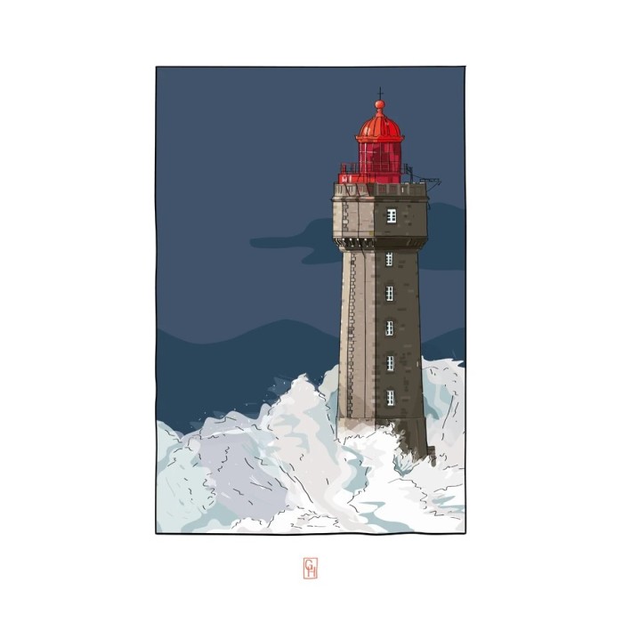 Dessin du phare de la Jument