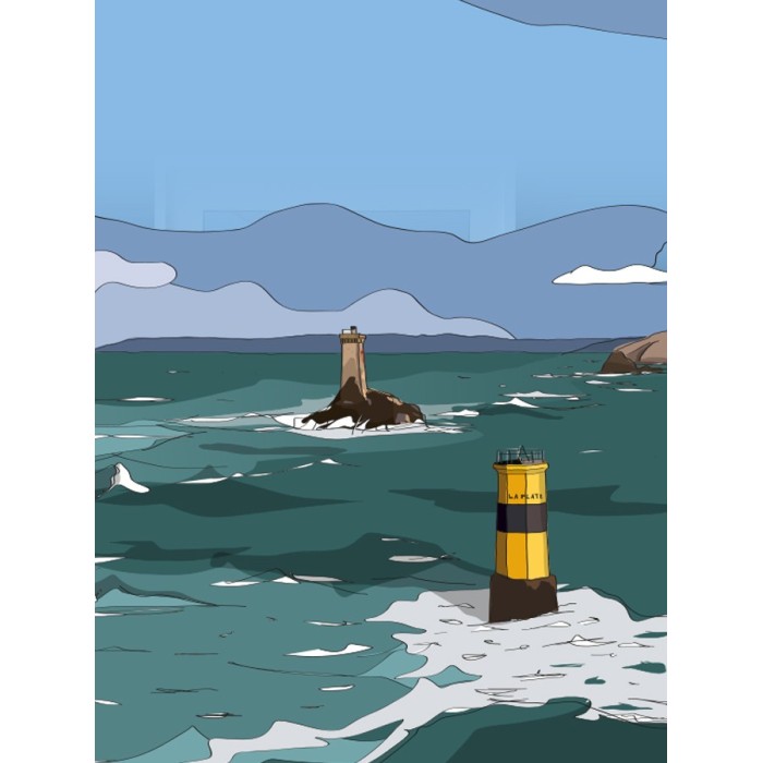 Pointe du Raz, phare de la Vieille et de sa balise la plate