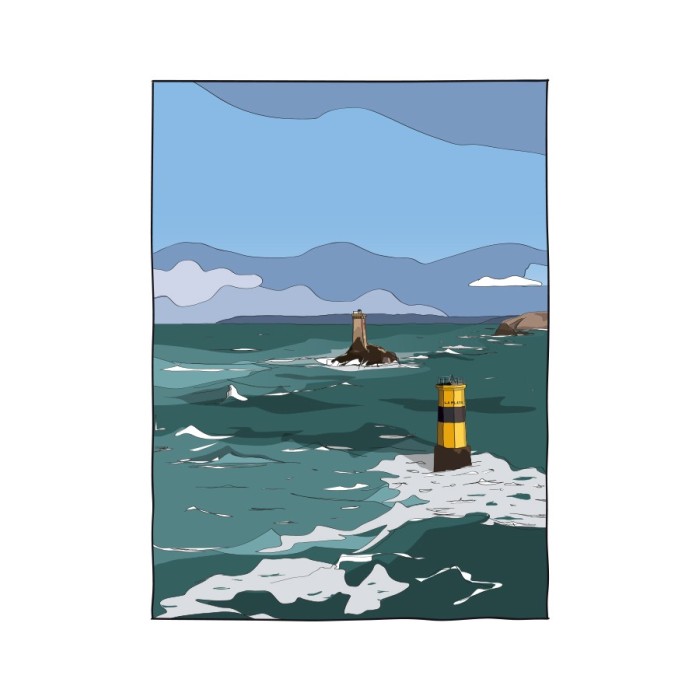 Illustration numérotée de la Pointe du Raz