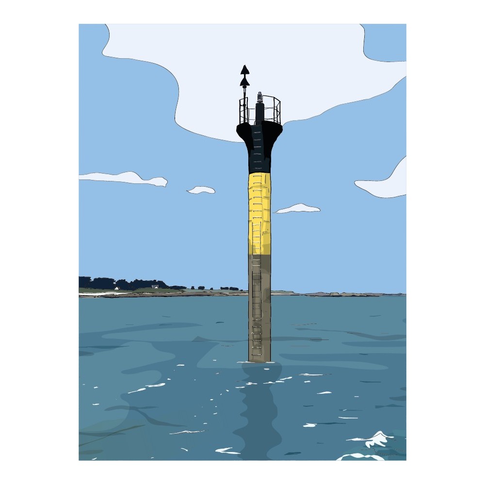 zoom sur Illustration de la Cardinale Nord de l'embarcadère de Roscoff, vers l'île de Batz