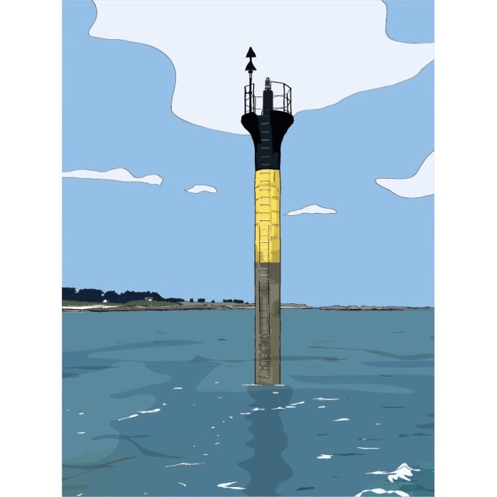 zoom sur Illustration de la Cardinale Nord de l'embarcadère de Roscoff, vers l'île de Batz