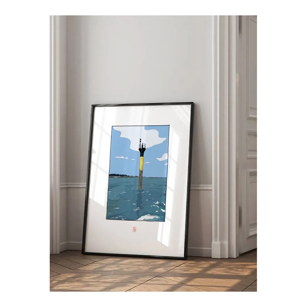 encadrement d'une Illustration de la Cardinale Nord de l'embarcadère de Roscoff, vers l'île de Batz