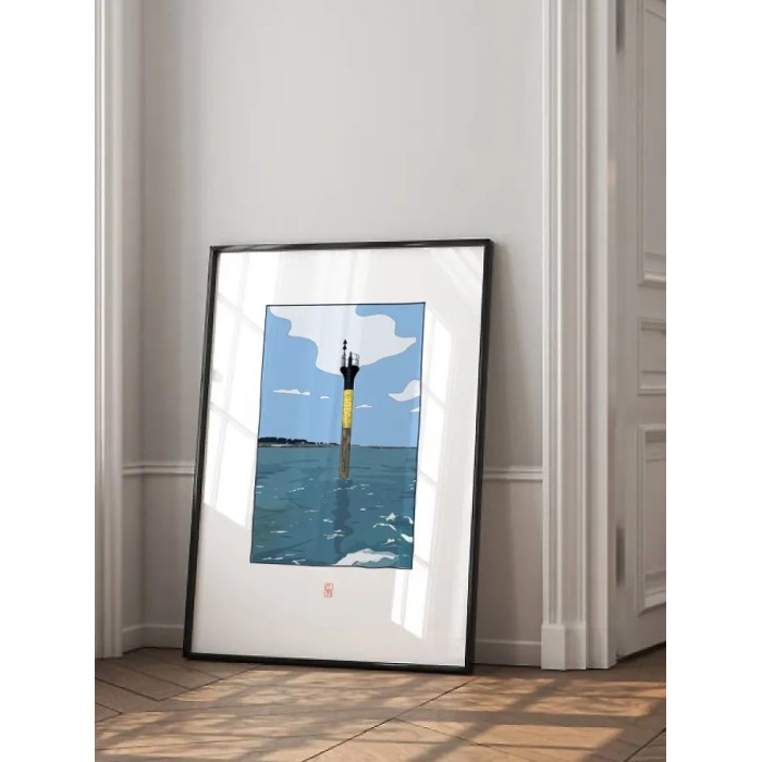 encadrement d'une Illustration de la Cardinale Nord de l'embarcadère de Roscoff, vers l'île de Batz